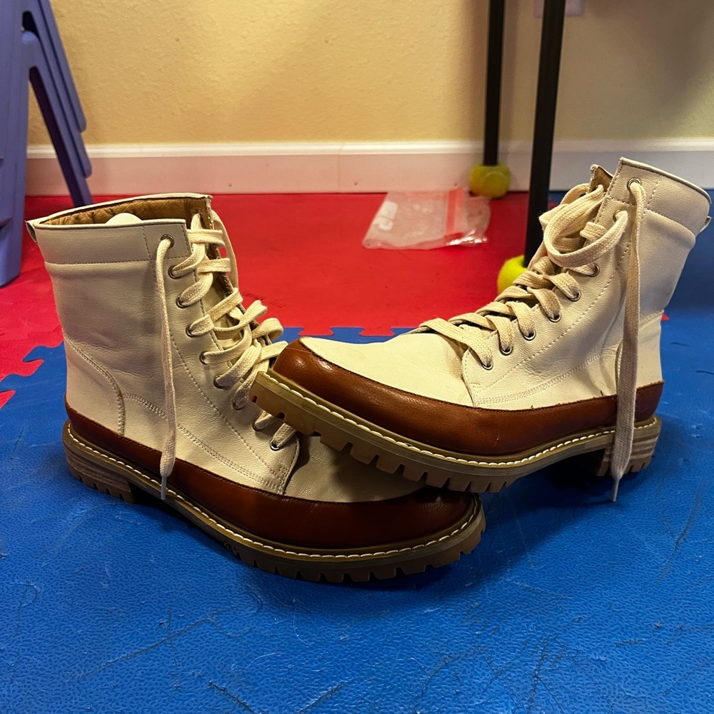 Size 10 Woman’s Off White Combat Boots Kitsona